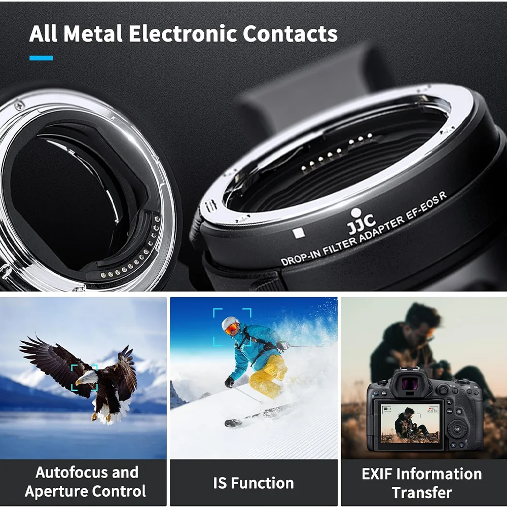 JJC EF-EOS R Auto Focus Lens Mount Adapter W UV VND CPL Filter for Canon EF/EF-S Mount Lenses to R50 R R5 Mark II R6 R7 R8 R10