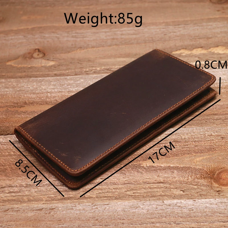 Vintage Men's Long Wallet Men Genuine Leather Clutch Wallets Purses First Layer Real Leather Multi-Card Retro Card Holder