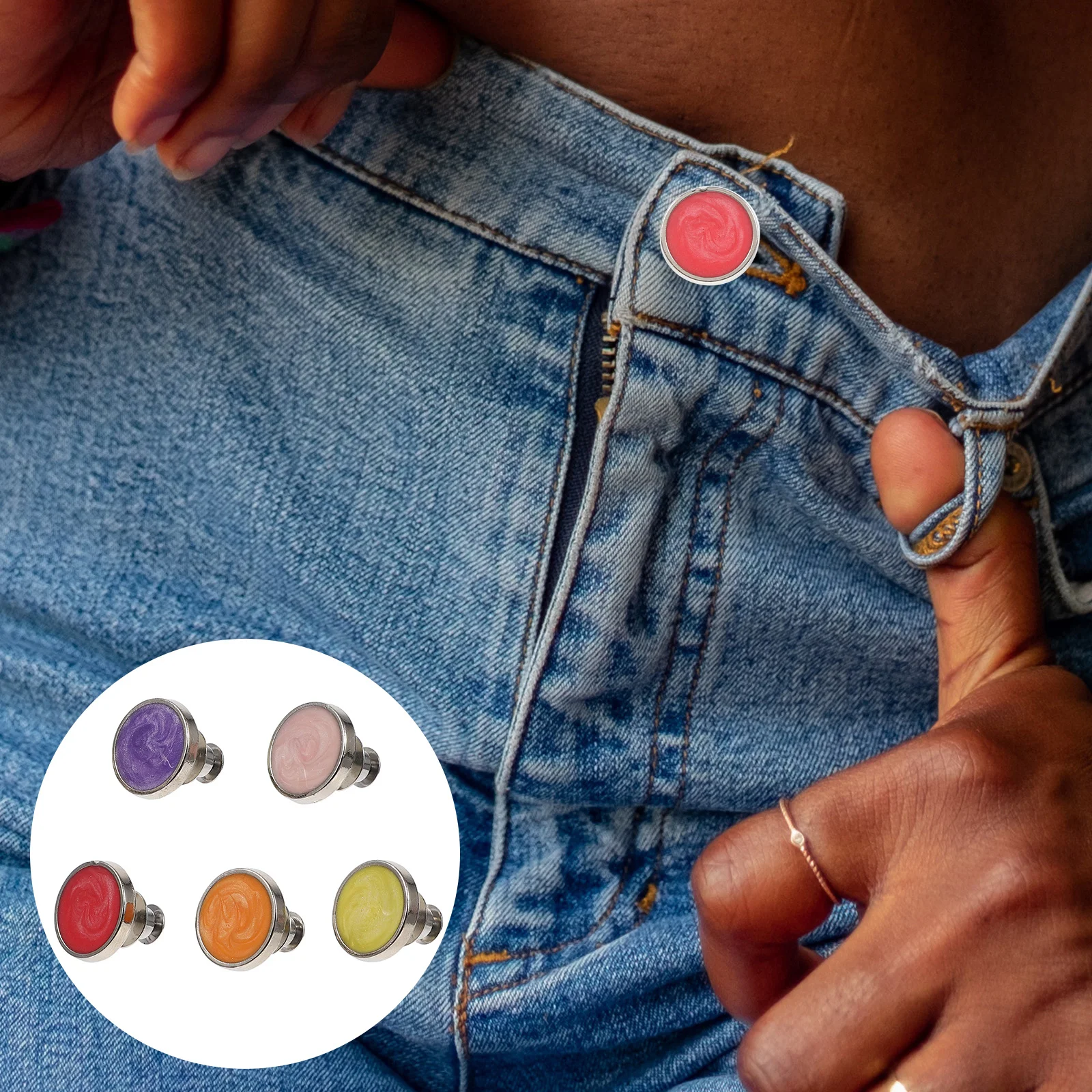 

5pcs Detachable Snap Buttons Adjustable Waist Buckle For Jeans Non-Slip Pants Clip On Garment Accessories Diy Metal Button Craft