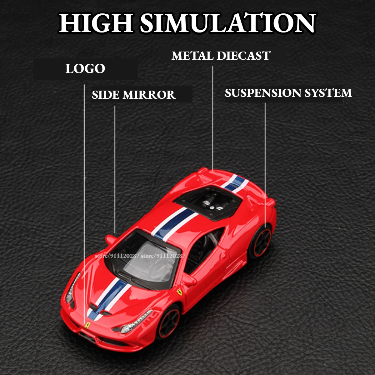 Bburago 1/64 Ferrari Car Miniature Model, BB11 Enzo Scale Lefarrari F40 F50 F12tdf 458 488 Spider Diecast Vehicle Replica Toy