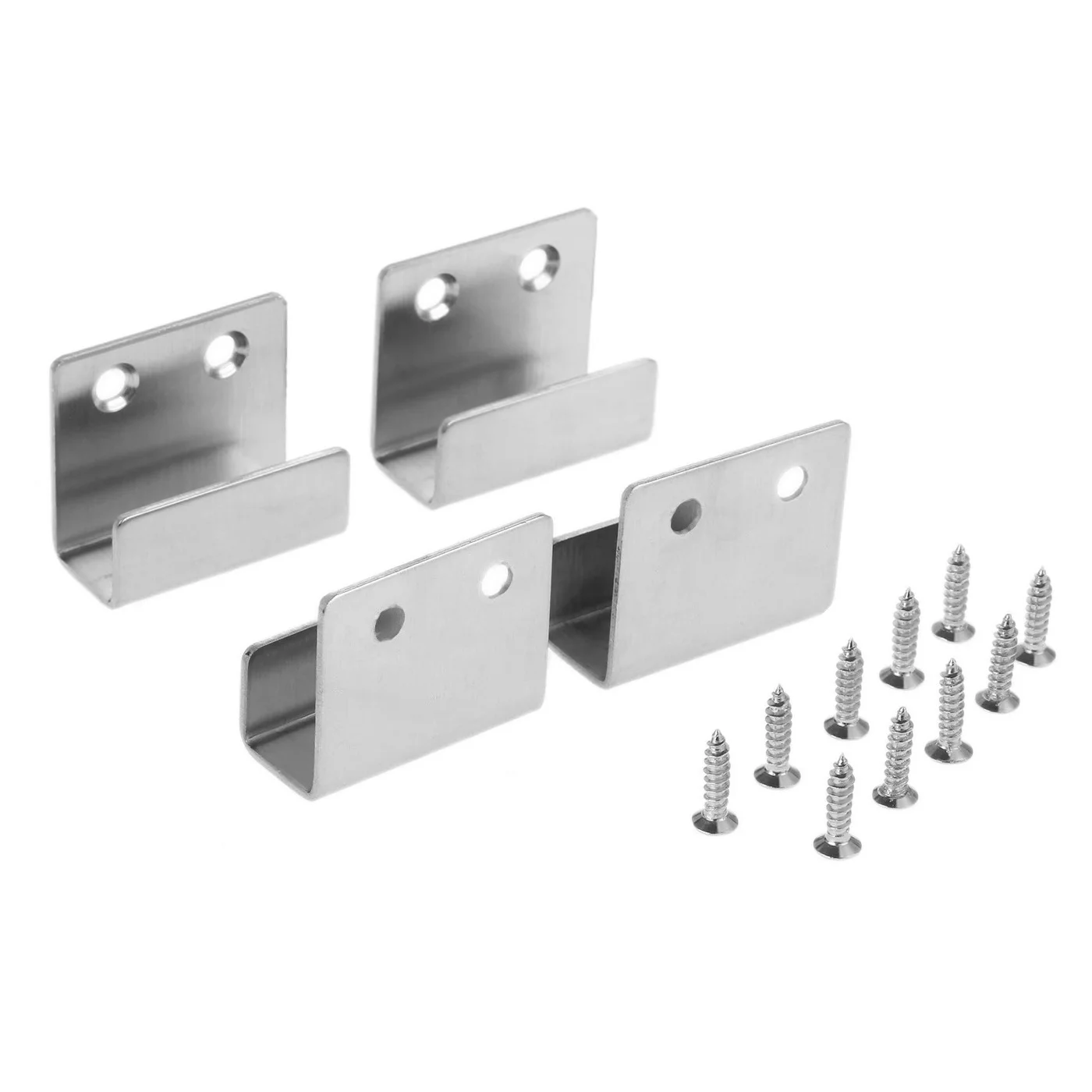 4Pcs Stainless Steel Tile Hanging Board Hooks with Screws Groove Corner Bracket Wall Storage Rack Space Organizer Display Holder