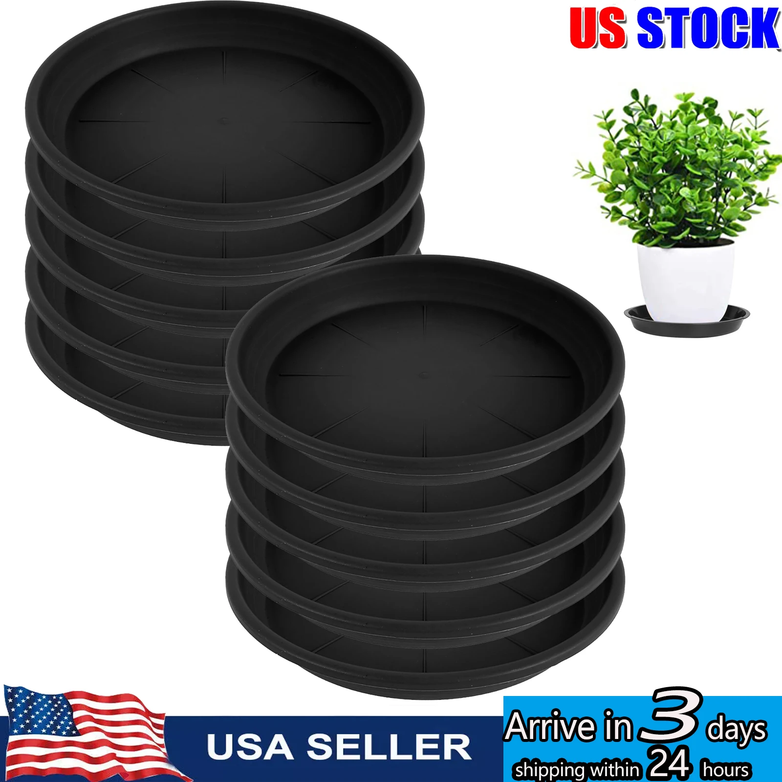 12inch Plant Saucer Round Plant Tray Plastic Plant Drip Trays Garden Plants Saucers For Indoors Outdoor Collects Flower PotWater