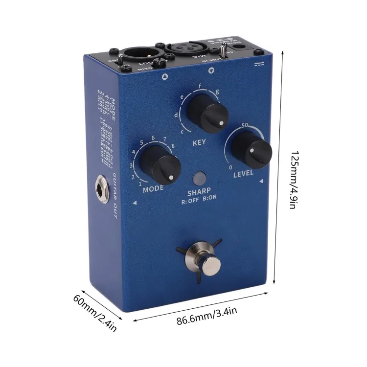 Hooqu กีต้าร์โลหะสีฟ้าเดี่ยว Voice Changer เหยียบ 100240 วี