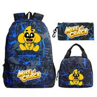 3 unids/set de mochila Mikecrack de dibujos animados, mochila escolar de Anime Compadretes para niños y niñas, mochila escolar con cremallera, bolsa de almuerzo, estuche para lápices