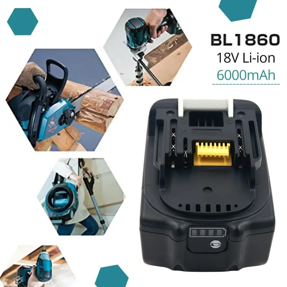 Imagem -06 - Bateria de Íon de Lítio Recarregável com Carregador Bateria Makita 18v 6000mah 8ah Bl1860 Bl1840 Bl1850 Bl1830 Bl1860b Lxt400