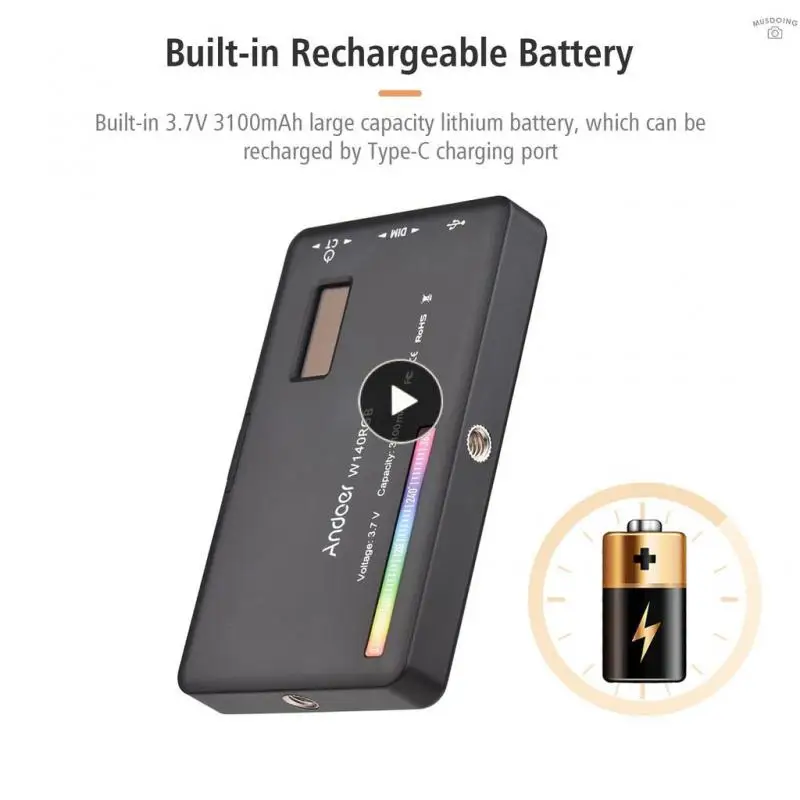 Ulanzi LT002 RGB светодиодная видеопанель, 7-дюймовый карманный заполняющий светильник с регулируемой яркостью 2500-9000K, 4000 мАч, фотография для прямой трансляции
