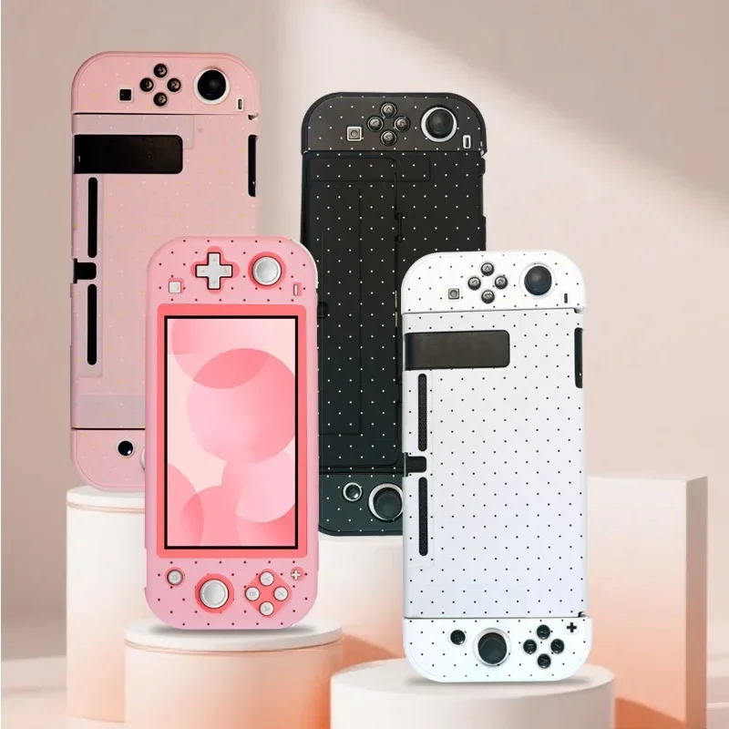 Shockproof Portable Hard Shell Protective Case with Cute Polka Dot Design Compatible with Nintendo Switch OLED Lite Console