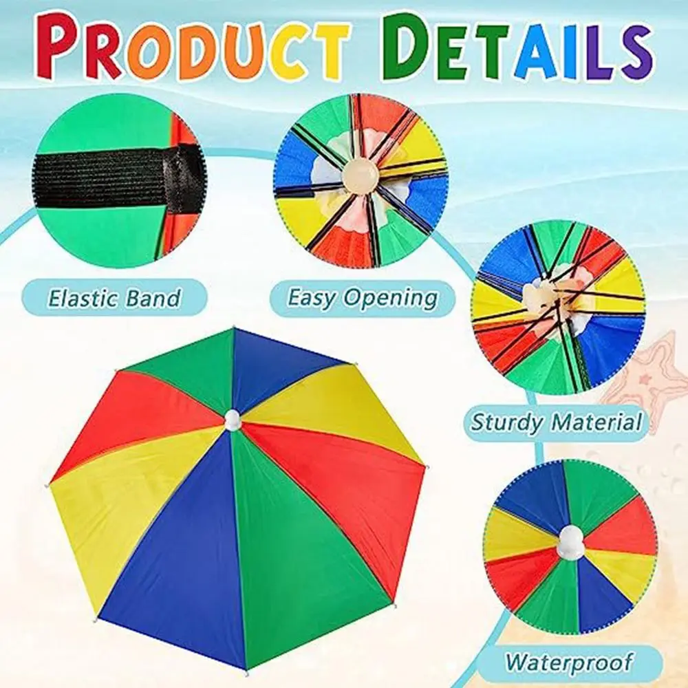 Portable Sunshade Head Umbrella Hat Elastic band Head Wearing Rain Gear Windproof Head Hats