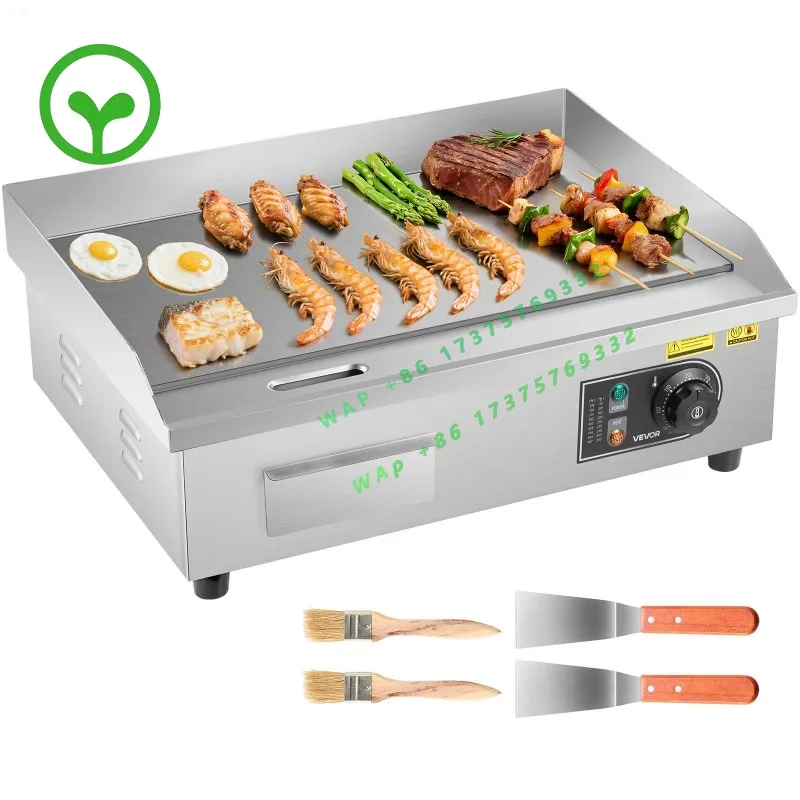 【Premium】SucceBuy Commercial Electric Griddle 50-300°C Adjust le Temp Control, Stainless Steel Counter  Flat   Grill for Steak P