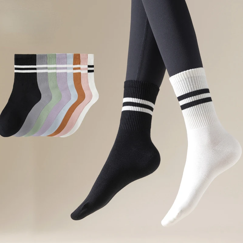 New Candy Color Striped Breathable Anti-odor Sports Socks Unisex Casual Socks Women Fitness Running Socks Men Basketball Socks