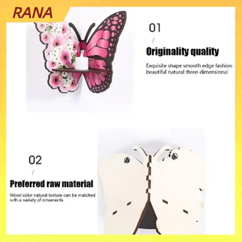 

RANA Butterfly-Shaped Wall Mount Corner Shelf Wall Mounted Storage Organizer Wall Crystals Stones Storage House Decor