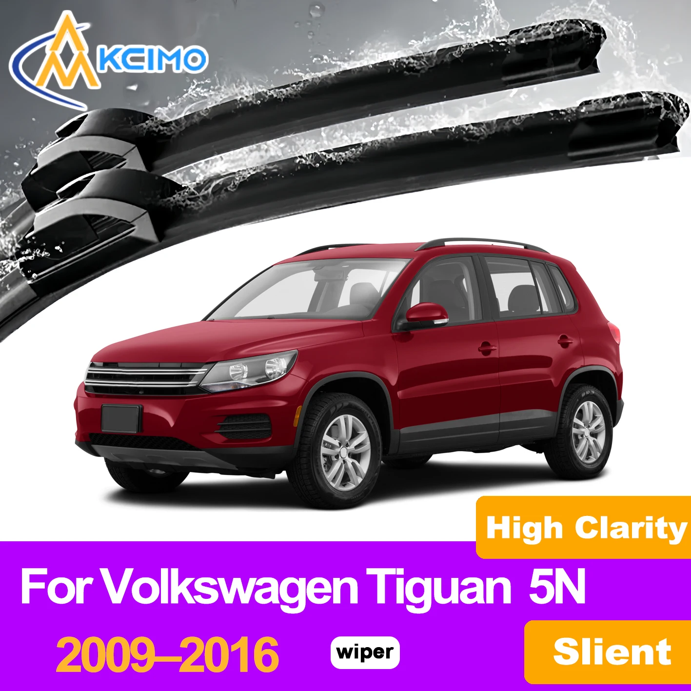 

KCIMO 2PCS Front Windshield Wiper Blades For Volkswagen Tiguan 5N 2009–2016, Long Lasting Rubber Refill Resists Cracking