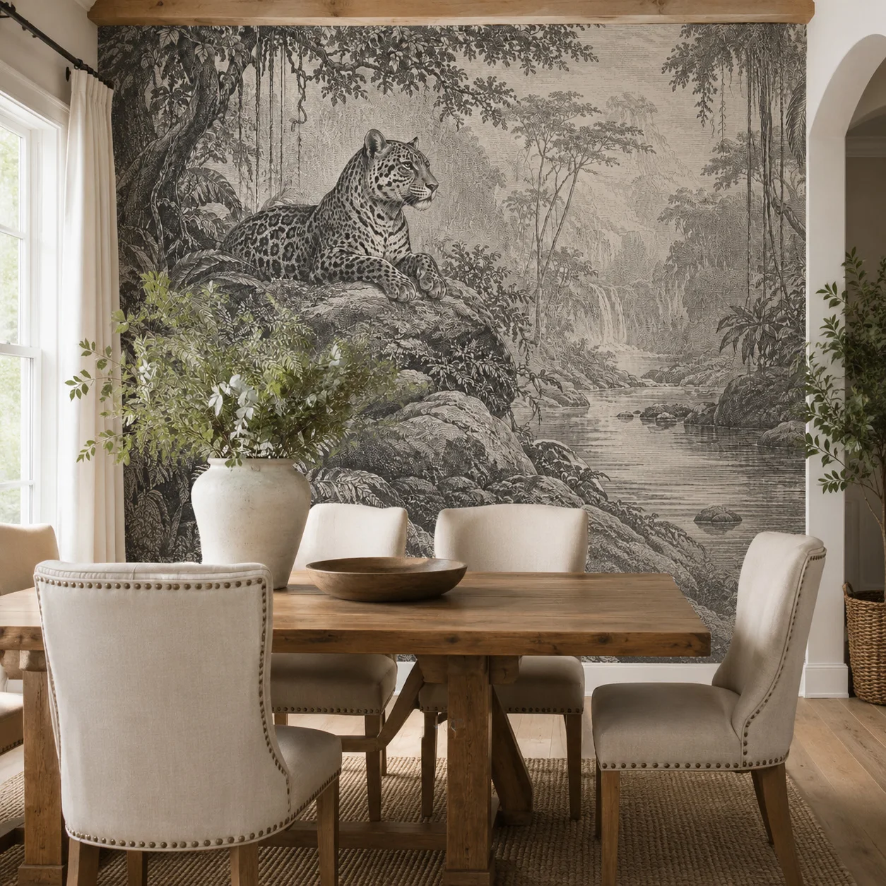 Custom Vintage Leopard Jungle Wallpaper Mural Tropical Forest Engraving Wall Decor Living Room Non Self Adhesive
