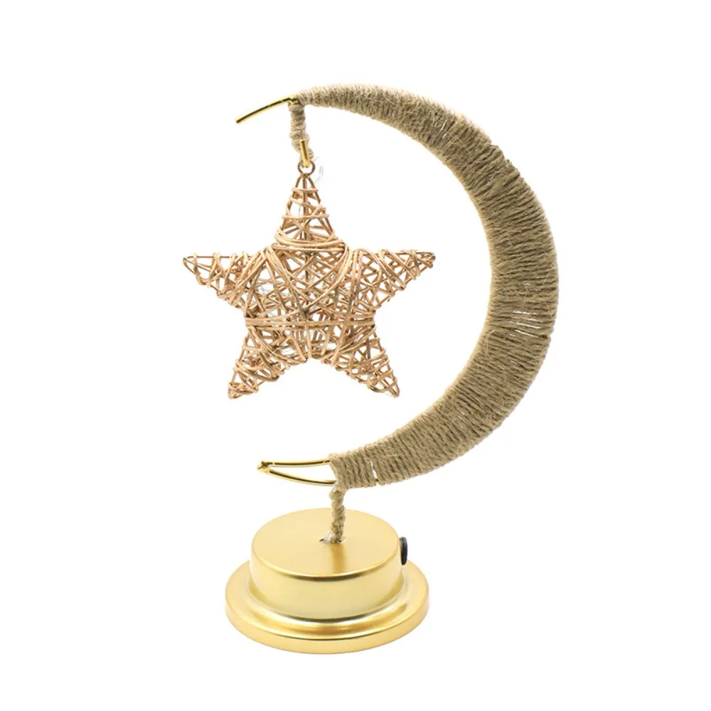 

Iron Art Star Light Moon Настольная лампа Прикроватная лампа из пеньковой веревки Ночник Золотой USB/аккумуляторы Светодиодный светильник Украшение дома