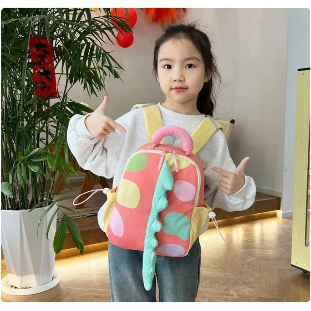 Adorable Oxford Cloth Backpack Cartoon Design Lightweight Dinosaur Backpack Water Repellent Padded Straps Mini Rucksack School