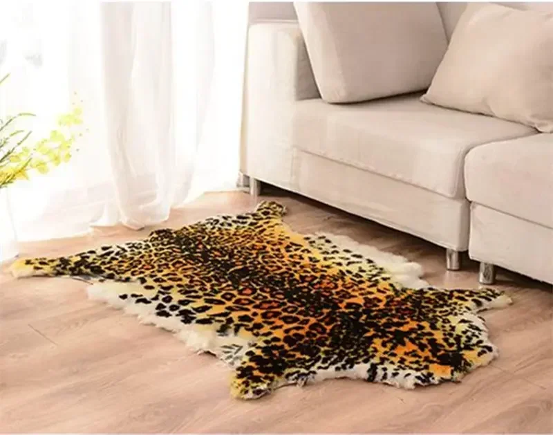 75X110CM Simulation peau de tigre blanc peau de léopard tapis tentures murales en peau de mouton canapé coussin chaise suspendue coussin tapis de voiture