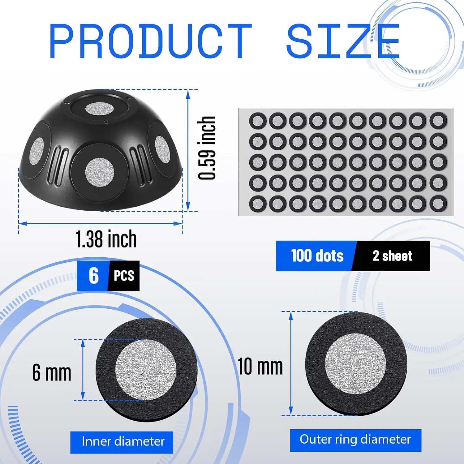3D Printer 3D Scan Markers Set 6 Sided 6.0 mm 3D Scan Markers Dot Stickers Scanning Spray Scanner Turntable Compatible