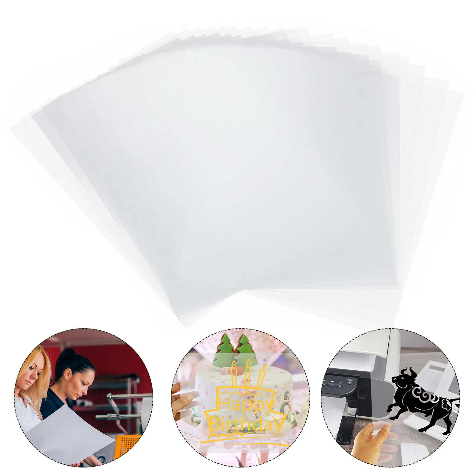 

Clear Inkjet Film 20Pcs A4 Size Heat Resistant Acetate Sheets for Shaker Cards Transparent Craft Printing Transparency Paper