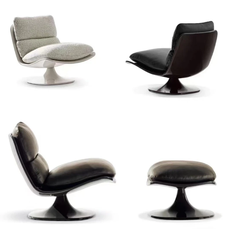 

Fiberglass sofa chair rotatable designer fabric lazy sofa Italian hotel single sofa