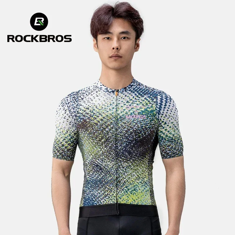 

ROCKBROS Cycling Clothing Short Sleeves Summer Men Short Breathable MTB Bike Jersey Shirt Quick Drying With YKK Zipper Clothes