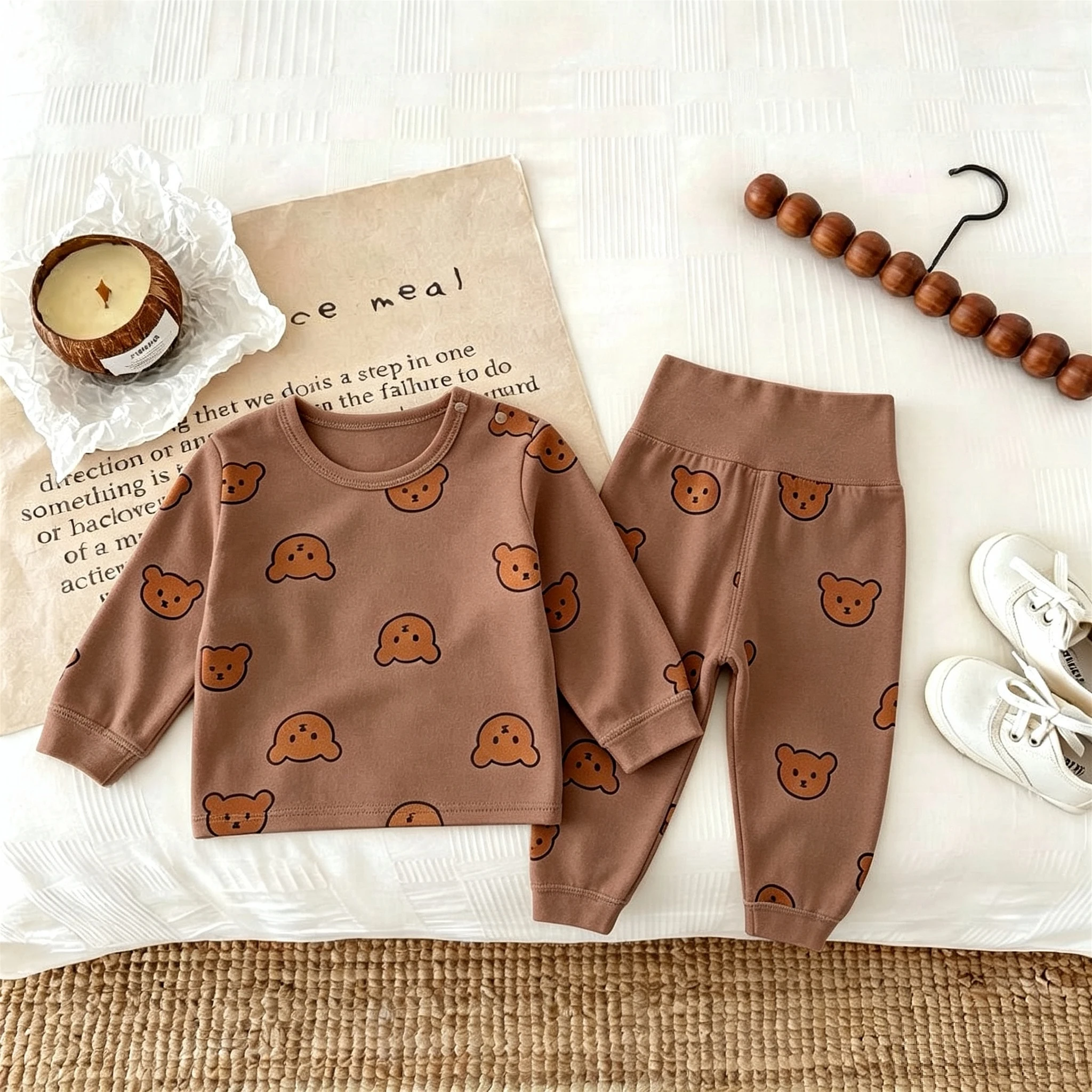 Kleinkind-Kostüm Herbst Langarm-Anzug Baby Mädchen Jungen Unterwäsche 2-teiliges Set Kinder Hauskleidung Oberteil + Hose Kinder Schlafanzug Set – Detail 2