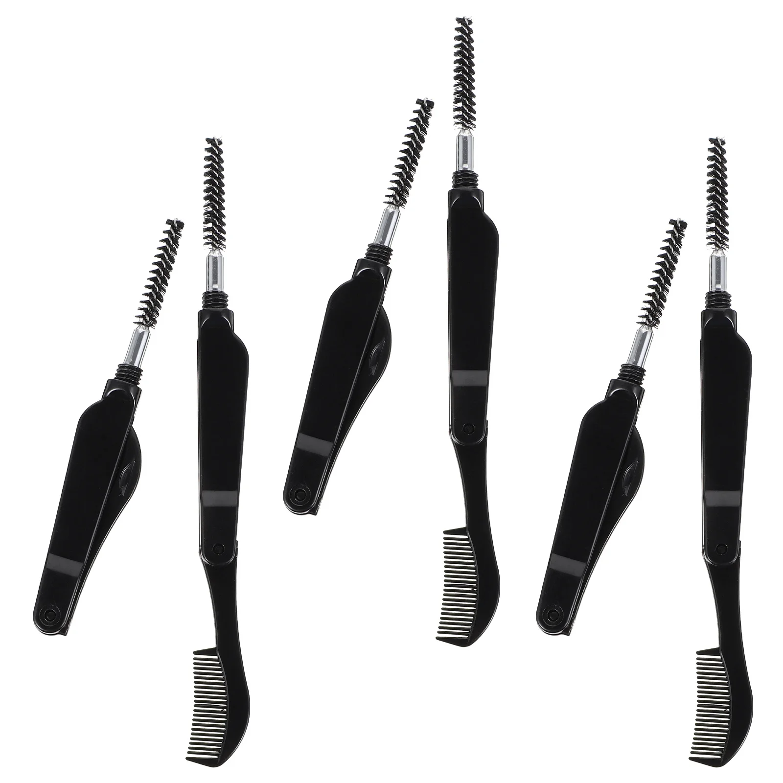 

6Pcs Dual Ended Eyelash Brush Eyebrow Shaper with Precision Angle for Organized Daily Makeup Routine Black Foldable Eyebrow