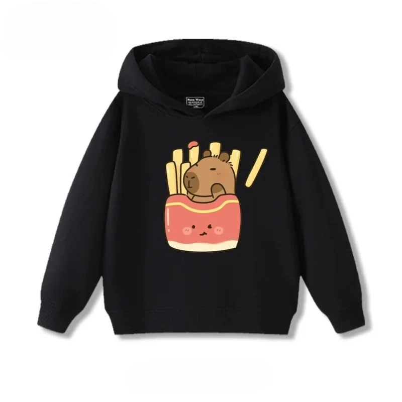 Bluza z kapturem dla dzieci Katon Capibara, chłopięca/dziewczęca, luźna, uniwersalna, wygodna, codzienna, sportowa, na zewnątrz, z długim rękawem.