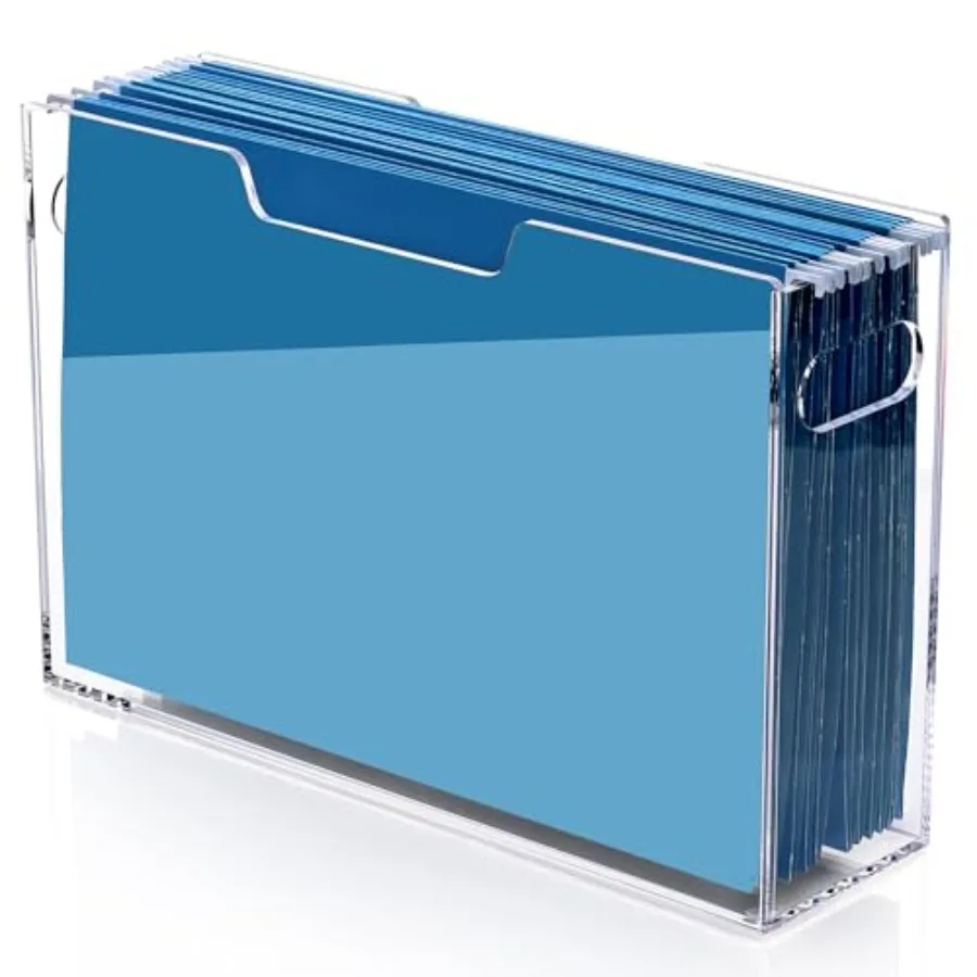 

Hanging File Folder Organizer, Acrylic File Organizer Box for Legal Size Hanging File Folders, Clear Filing Holder with Handle