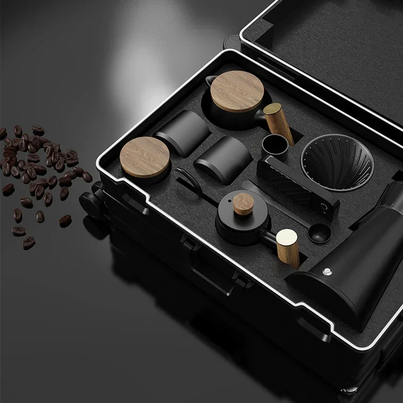 Premium 10pcs Portable  Unique New Design Camping Pour Over Maker Travel Set & Luggage Coffee Kit