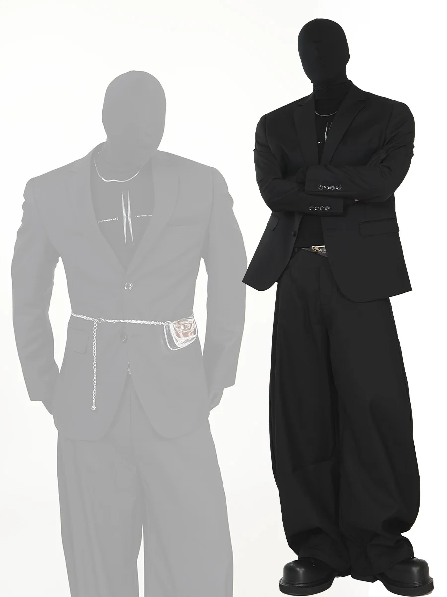High End Advanced Shoulder Padded Suit Jacket Men's Groomsman Black Casual Four Season Style Not Easily Wrinkled Suit Jacket
