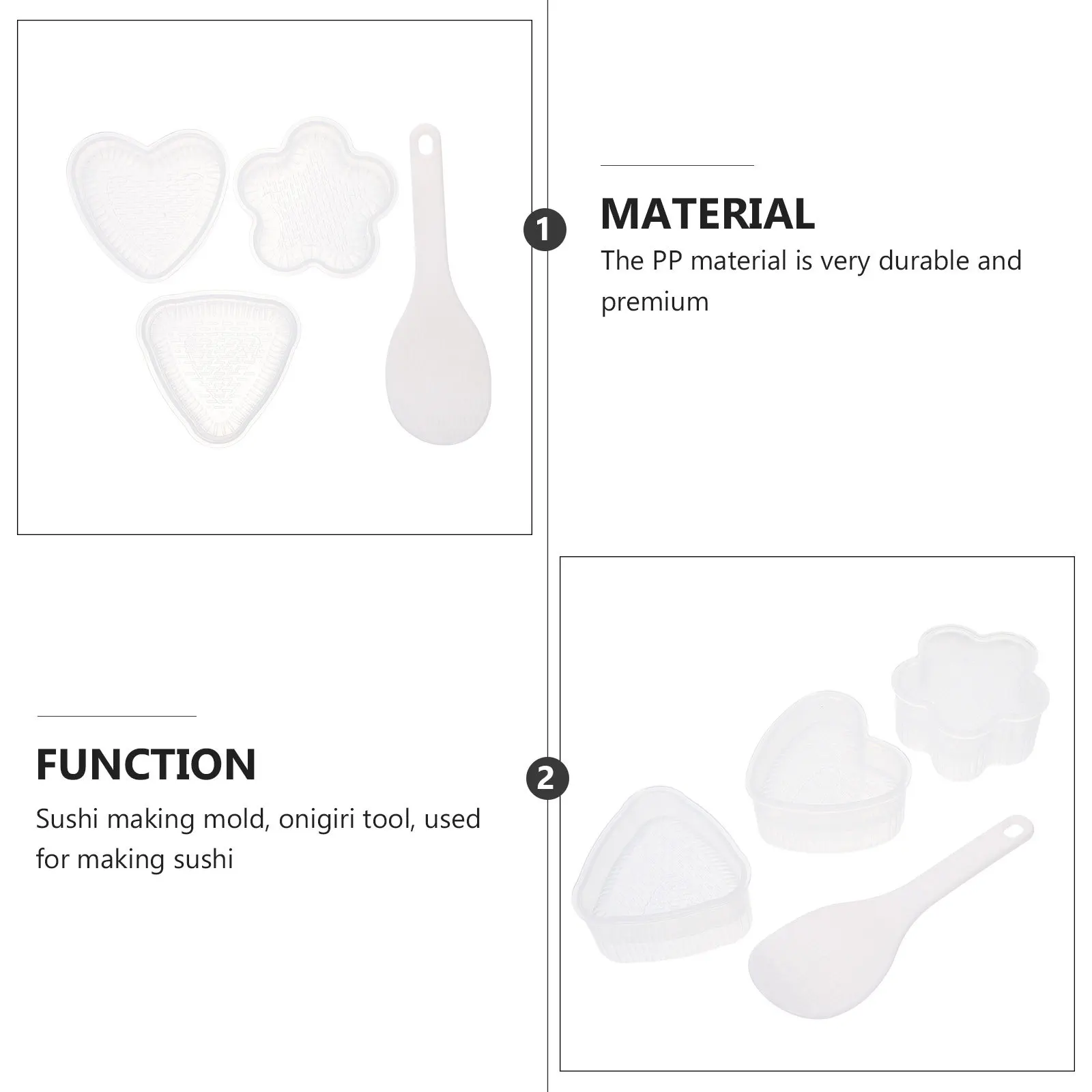 

1 Set Rice Ball Molds Pp Material Lightweight Easy Clean Diy Sushi Making Tool Bento Mould Sushi Maker For Home Kitchen