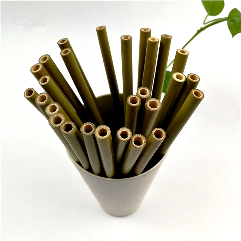 100Pc/Set 20cm Bamboo Straw Reusable Drinking Straws For Party Birthday Wedding Bar Tool Barware