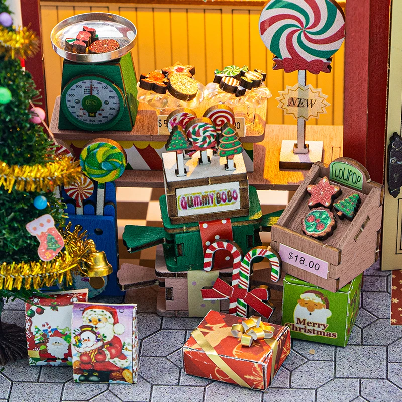 Handmade Wooden Miniature Doll House 3D Puzzle Assembled Building Model Kit With LED Lights DollHouses Toy For Christmas Gifts