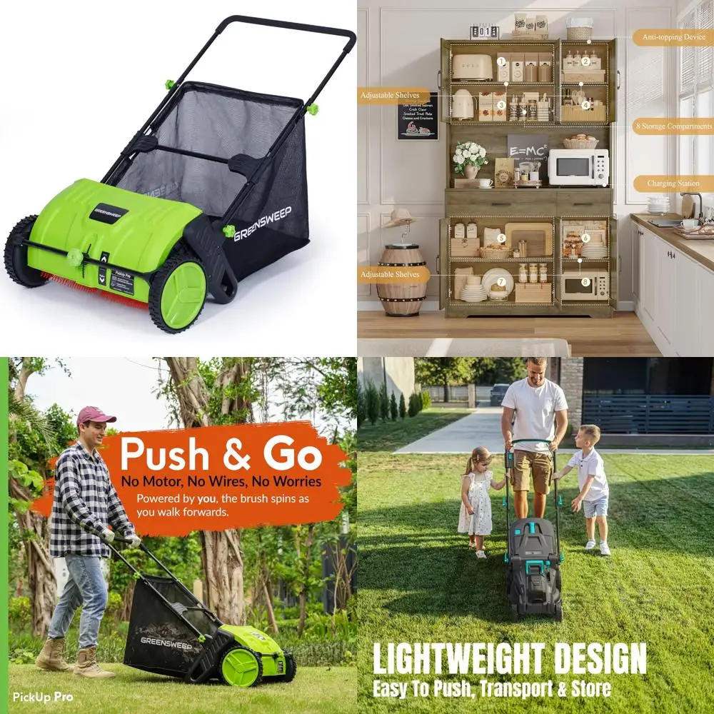 Balayeuse à gazon manuelle pour une collecte efficace d'herbe, de feuilles et de débris