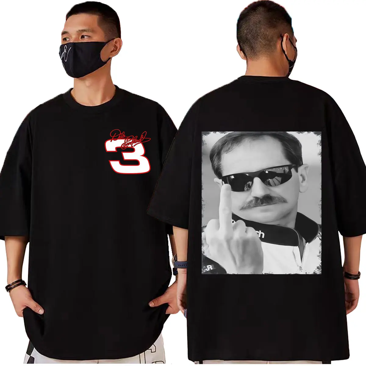 

Dale Earnhardt Middle Finger Graphic T Shirts Fashion Vintage Short Sleeve T-shirts Men Women Casual Cotton T-shirt Streetwear