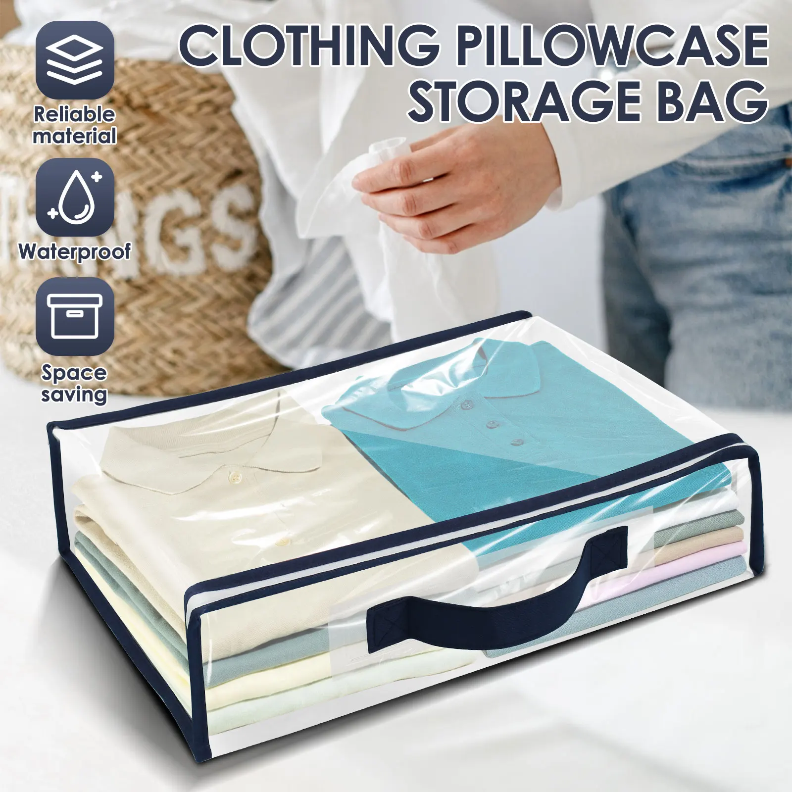 6/12Pcs Bed Sheet Storage Bags PVC Waterproof Clothes Blankets Packing Box Waterproof Dustproof Clear Zippered Pillow Bedding view 3