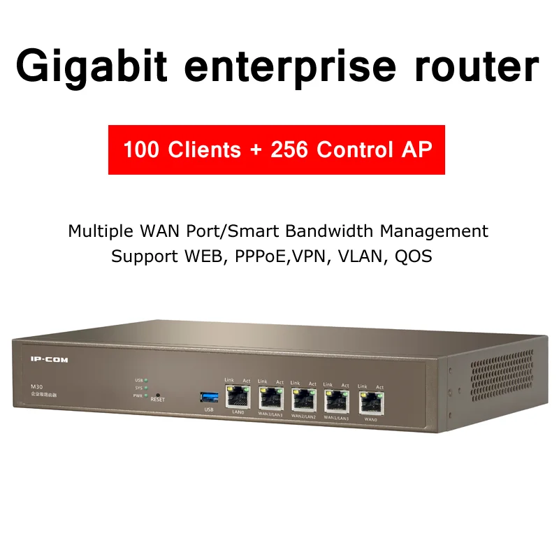 Gigabit Enterprise Router, Wifi, AC Controller, AP Management, 1000Mbps, Multiple 4 WAN, LAN 100-Person, Support VPN, VLAN, QOS