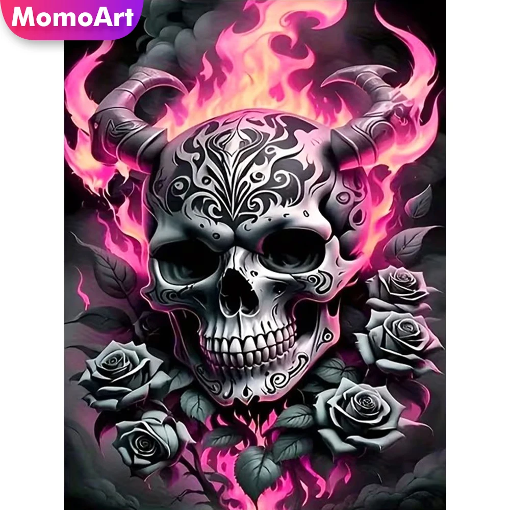 Momoart New Arrival Diamond Mosaic Skeleton Horror Portrait 