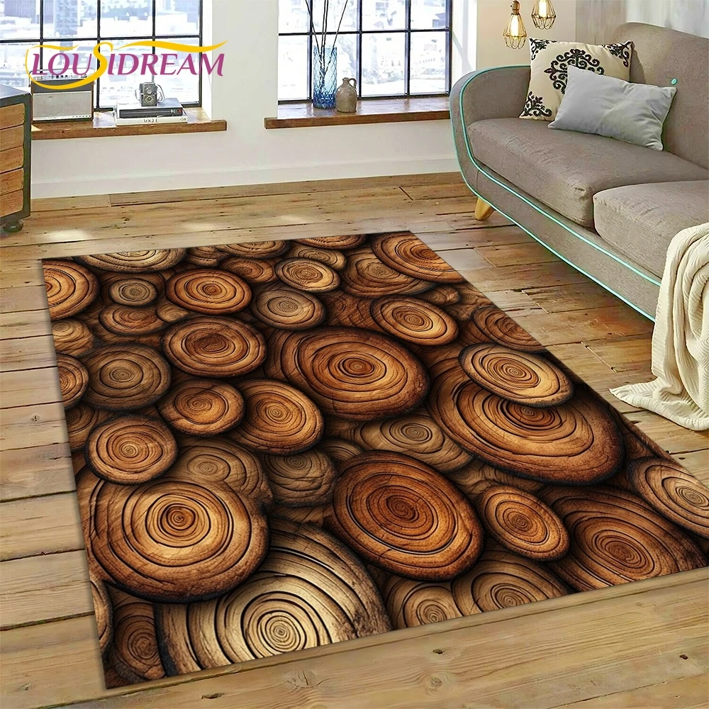 Color 3D Wood Grain Lines Rug Carpet for Living Room Bedroom Home Decor,Floor Mat Non-slip Decoration for Sofa Doormat Kid Gift