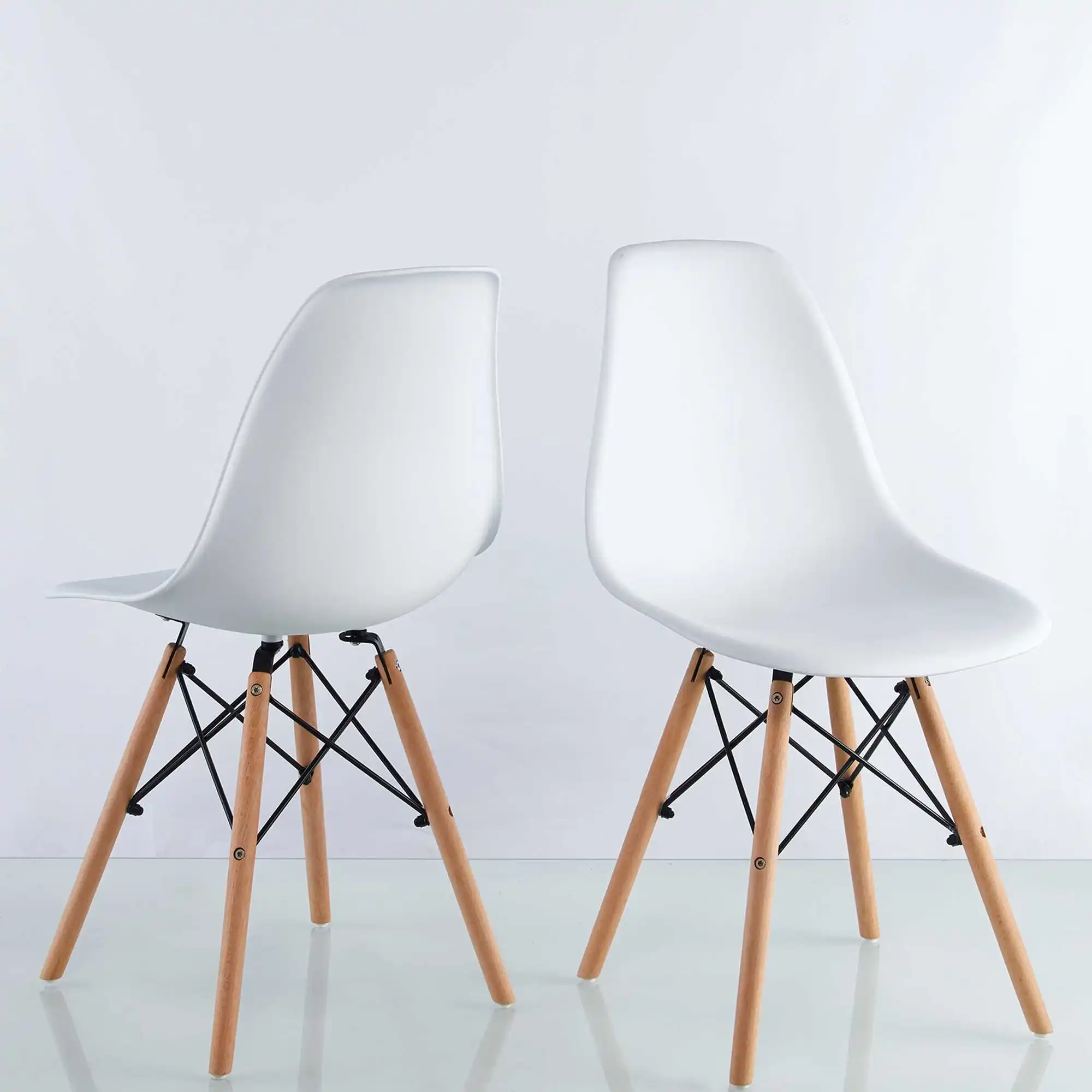 Wooden Legs Dining Chairs, Chairs with Back for Kitchen Lunch Dinner Table Side Chairs with Wood Legs ,set of 2,white