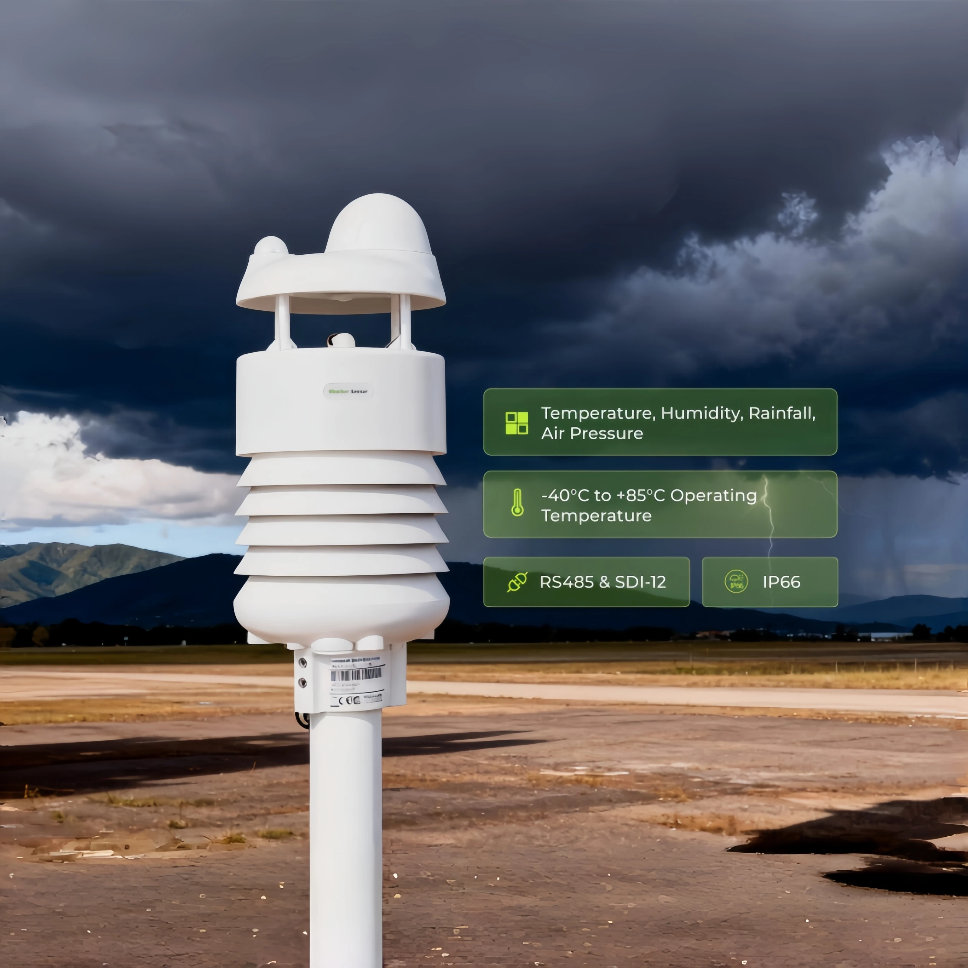 S700-A 7-in-1 Compact Weather Station Radar Rainfall Sensor IP66 Agricultural Meteorology Detector