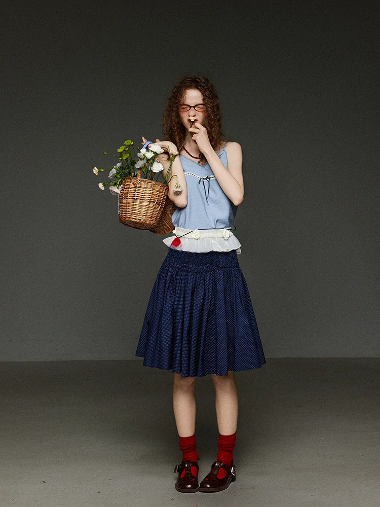 

Женский летний топ TNIT с V-образным вырезом, синей кружевной отделкой и завязками на бретелях, модный дизайн, верхняя одежда