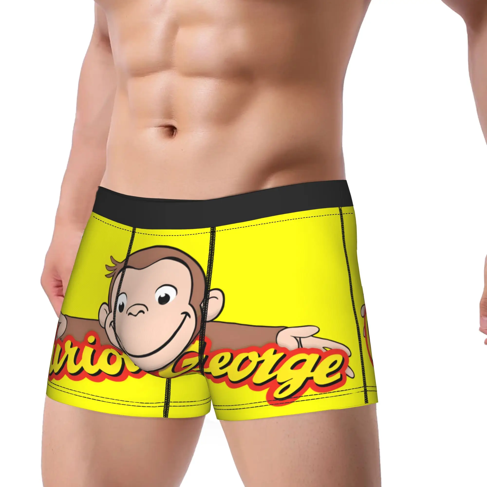 1piece Curious Monkey G-George Yellow Happy Underpants Breathbale Panties Man Underwear Ventilate Shorts