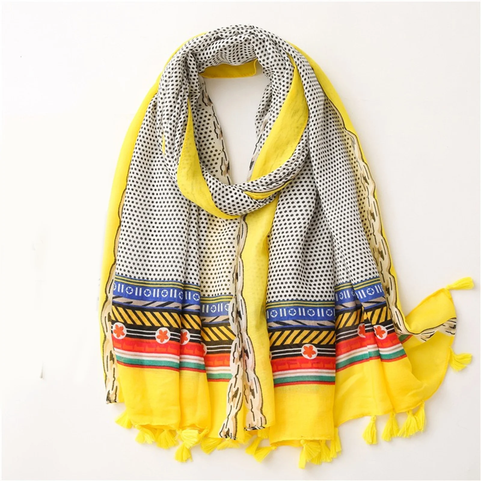 180 * 90cm Bandanna Muslim headscarf outdoor cotton and linen scarf popular print beach towel the four seasons warm tassel shawl