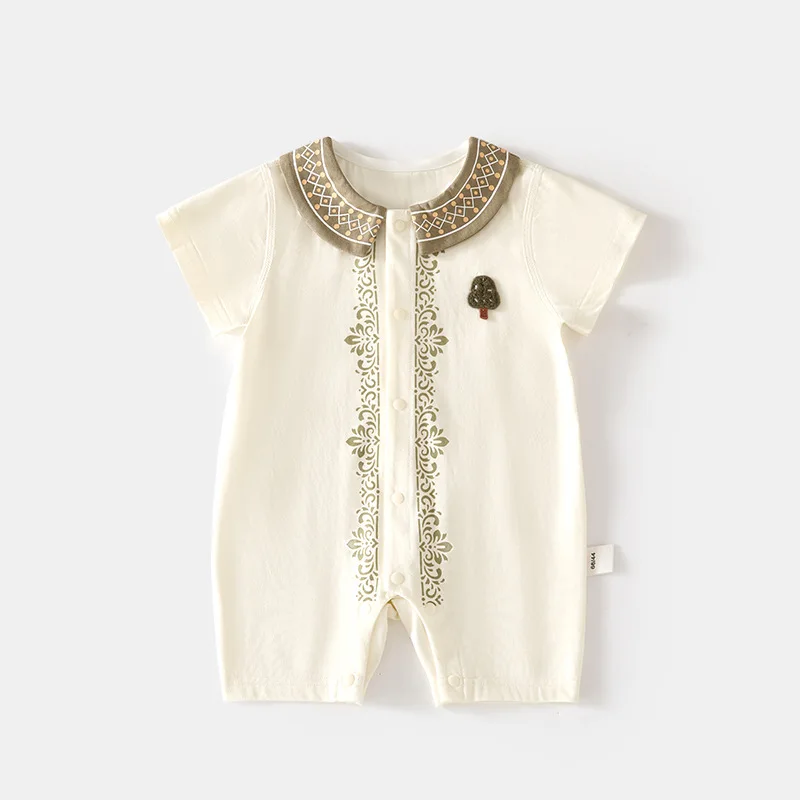 Baby Summer Ice Oxygen Cotton Short Sleeve Rompers Newborn Boneless Bodysuits Conditioning Clothes Baby Toddler Climbing Suits