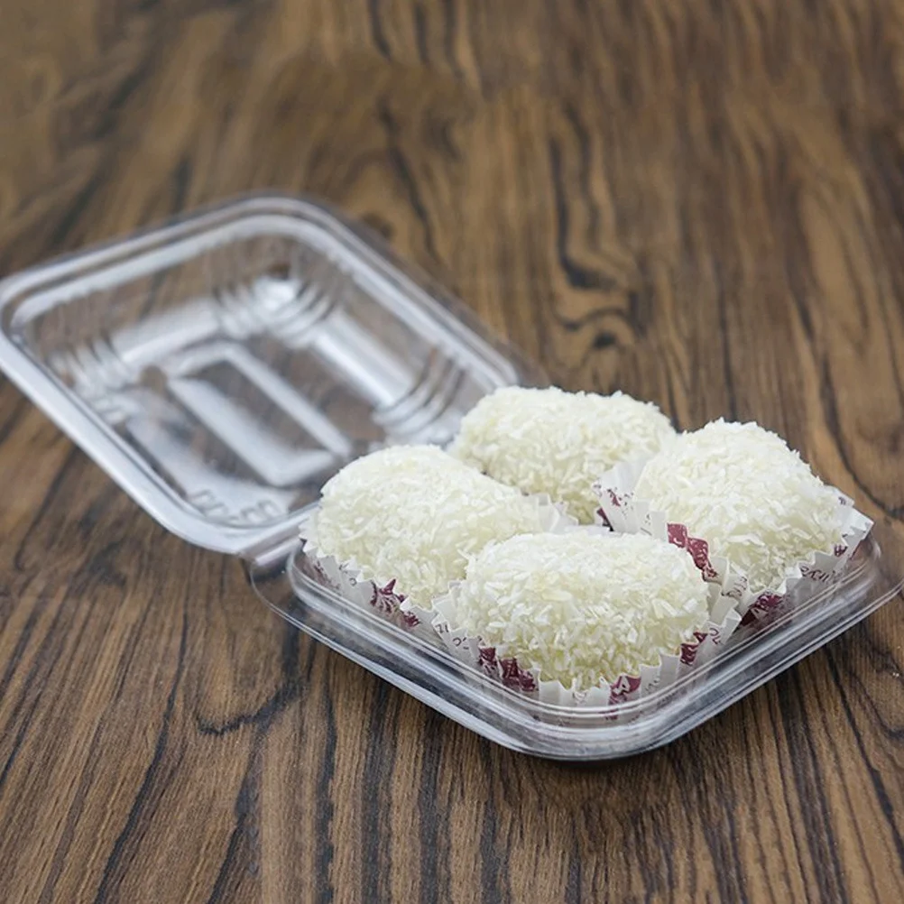 

100 шт. одноразовые прозрачные коробки, цельная конструкция крышки, прочная, защищенная от запотевания коробка для фруктов, орехов, кондитерских изделий