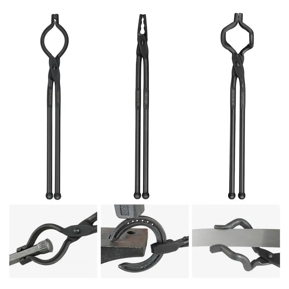 

18inch 3piece Blacksmith Tongs VBit Bolt Wolf Jaw Z VBit Carbon Steel Forge Tongs A3 Rivets for Blacksmith Bladesmith Craftsmen