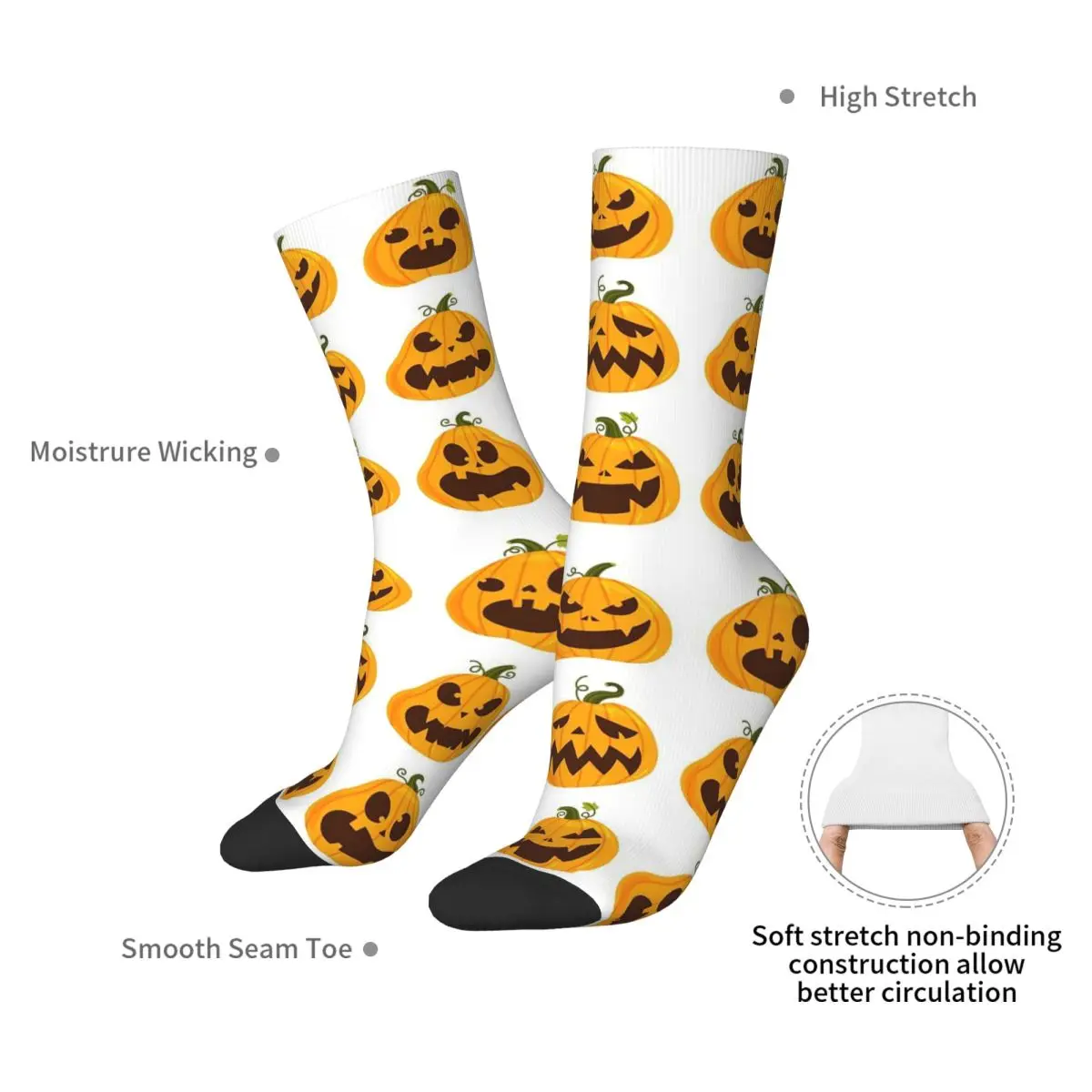 Ghost Pumpkin Halloween Socks Harajuku High Quality Stockings All Season Long Socks Accessories for Unisex Birthday Present