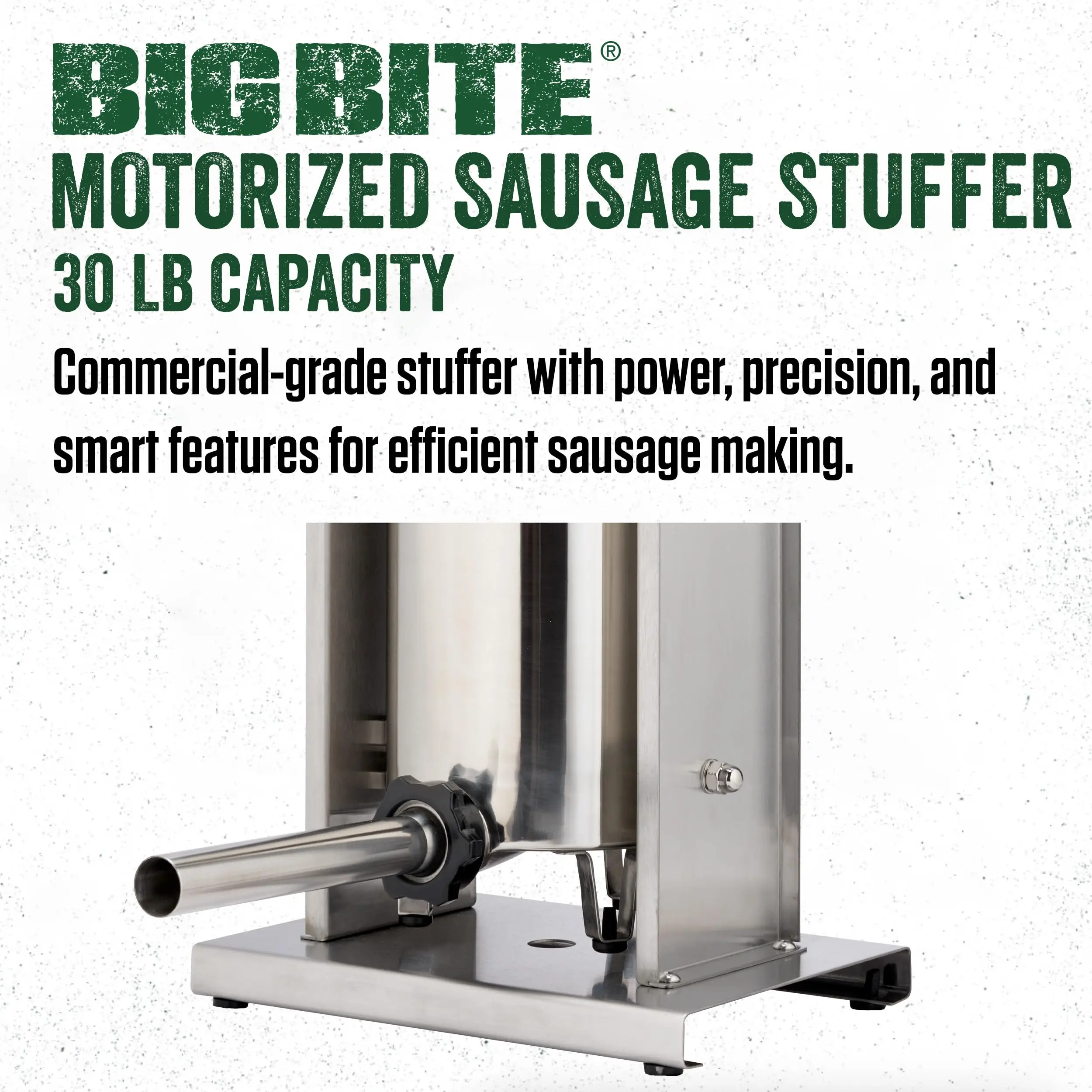 BigBite 30 lb Motorized Sausage Stuffer, Stainless Steel Meat Stuffer Machine with 0.5 HP Motor, Electric Sausage Maker