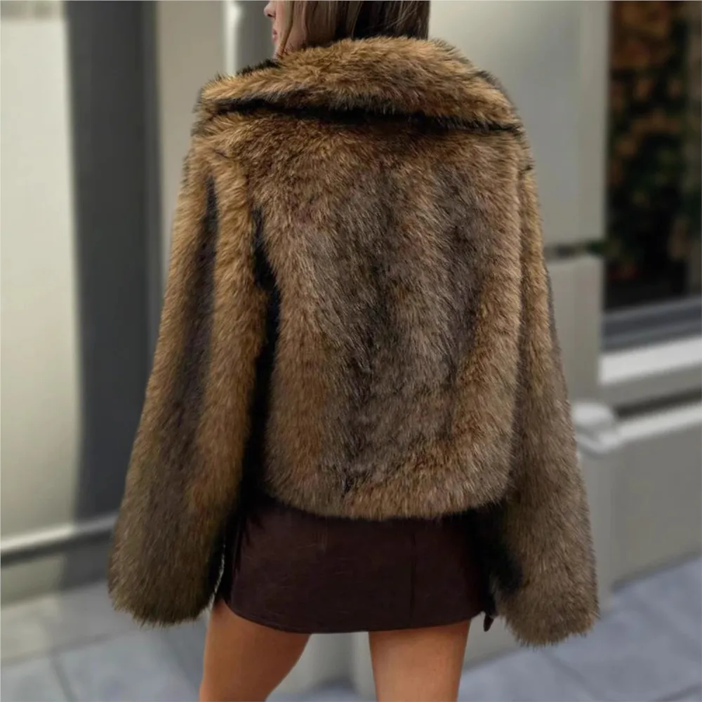 MsChuh Winter Women's Clothing Fur Coats Casual Outerwears All-match Loose Elegant Temperament Simple Style Comfortable Fashion